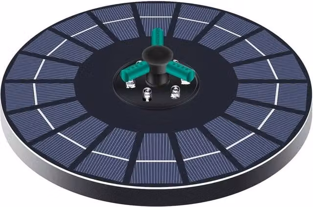 NESTLUNE Black Solar Fountain with Battery Backup, 8 LED Lights and 400L/H Flow Rate, W/D/H: 100 x 100 x 100 cm
