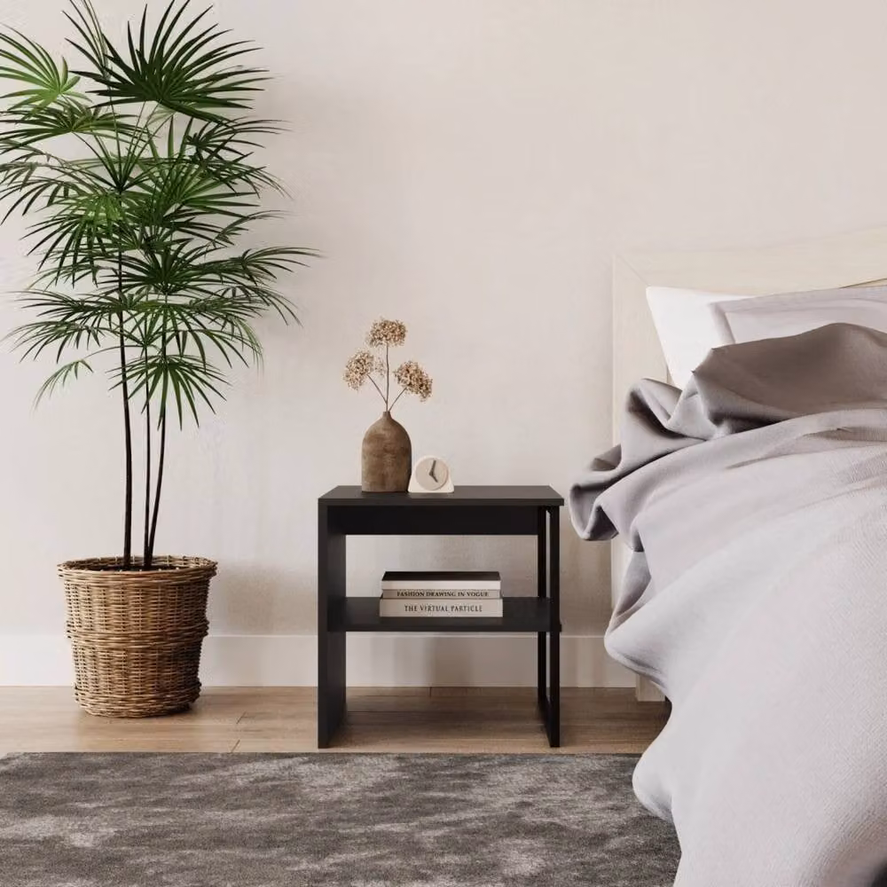 Kelvenix Modern Wood and Steel Side Table in Black and Oak, W/D/H: 40 x 40 x 40 cm – 3