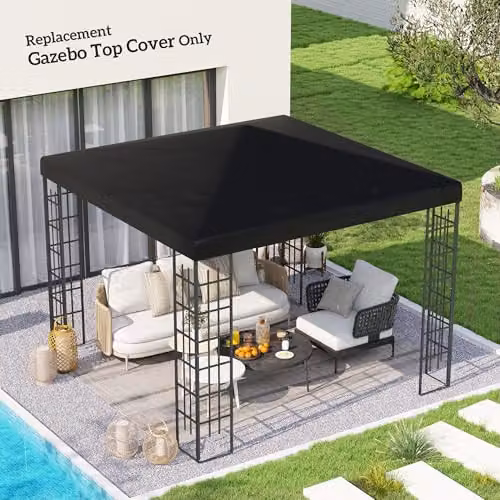 Outsunny Black Polyester Gazebo Canopy Replacement Cover with UPF 50+ Protection – 2