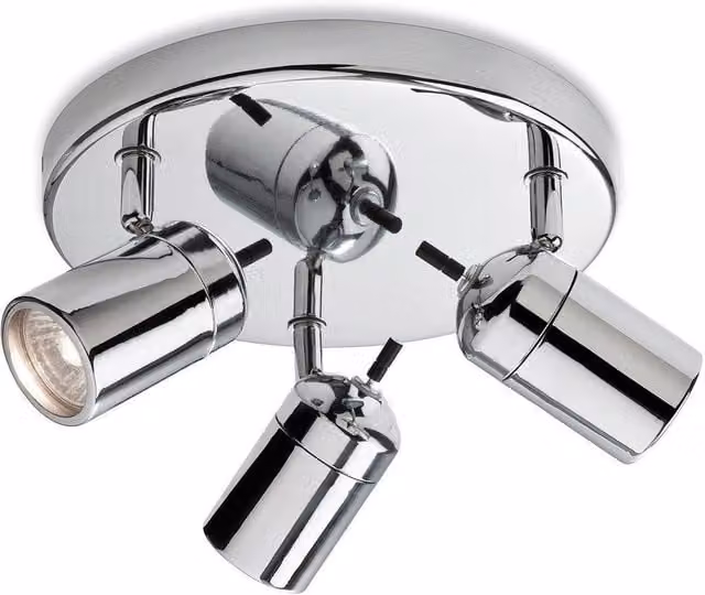 Netlighting Atlantic 3 Light Flush Bathroom Ceiling Light in Grey and Chrome, IP44, GU10
