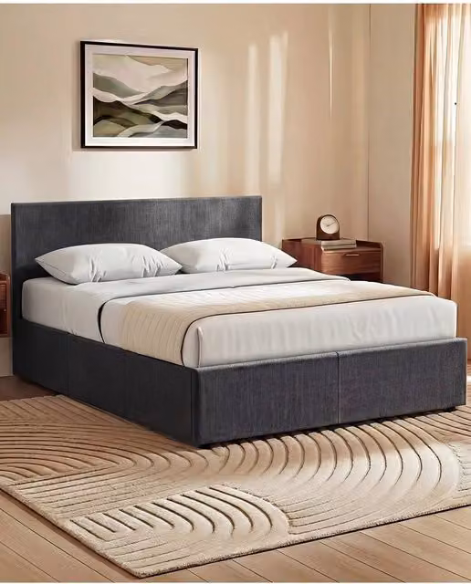 Vida Designs Veronica King Size Ottoman Bed in Dark Grey Velvet Fabric W/D/H: 180 x 200 x 158 cm