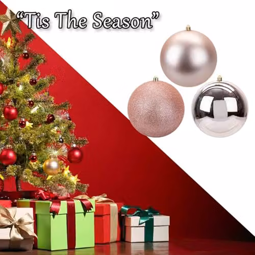 VFM e-Store Set of 3 Gold Round Hanging Christmas Bauble Ornaments, 14 cm – 5