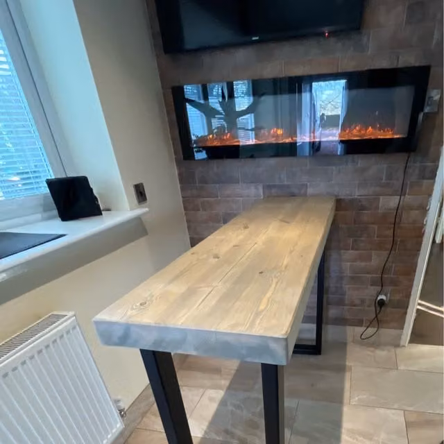 TRL Handmade Furniture Rustic Grey Wash and Brown Wood Breakfast Bar