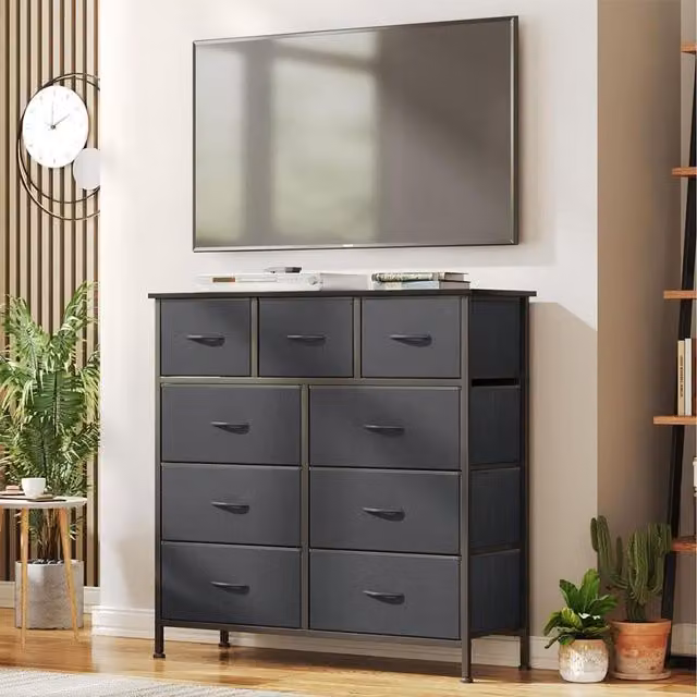 Alivio 9 Chest of Drawers Storage Cabinet in Grey and Brown