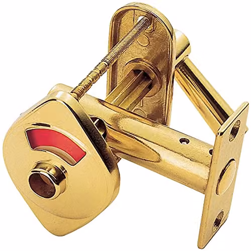 Loops Bathroom Indicator Bolt with Emergency Release in Polished Brass, W: 5.7 cm, D: 2 cm