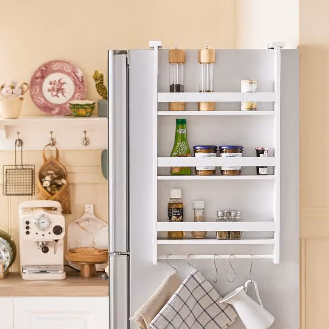 SoBuy White Wall-Mounted Wooden Kitchen Refrigerator Hanging Shelf