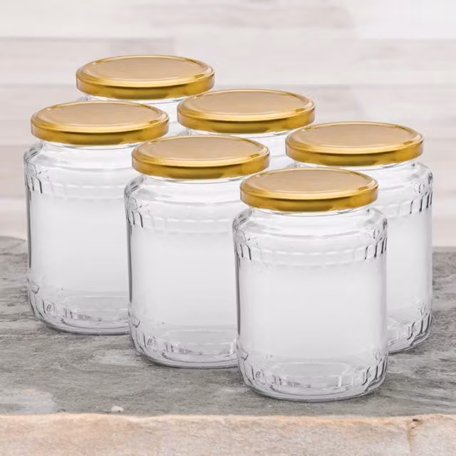 Trans-Pal Set of 6 Transparent Glass Storage Jars with Screw Lids