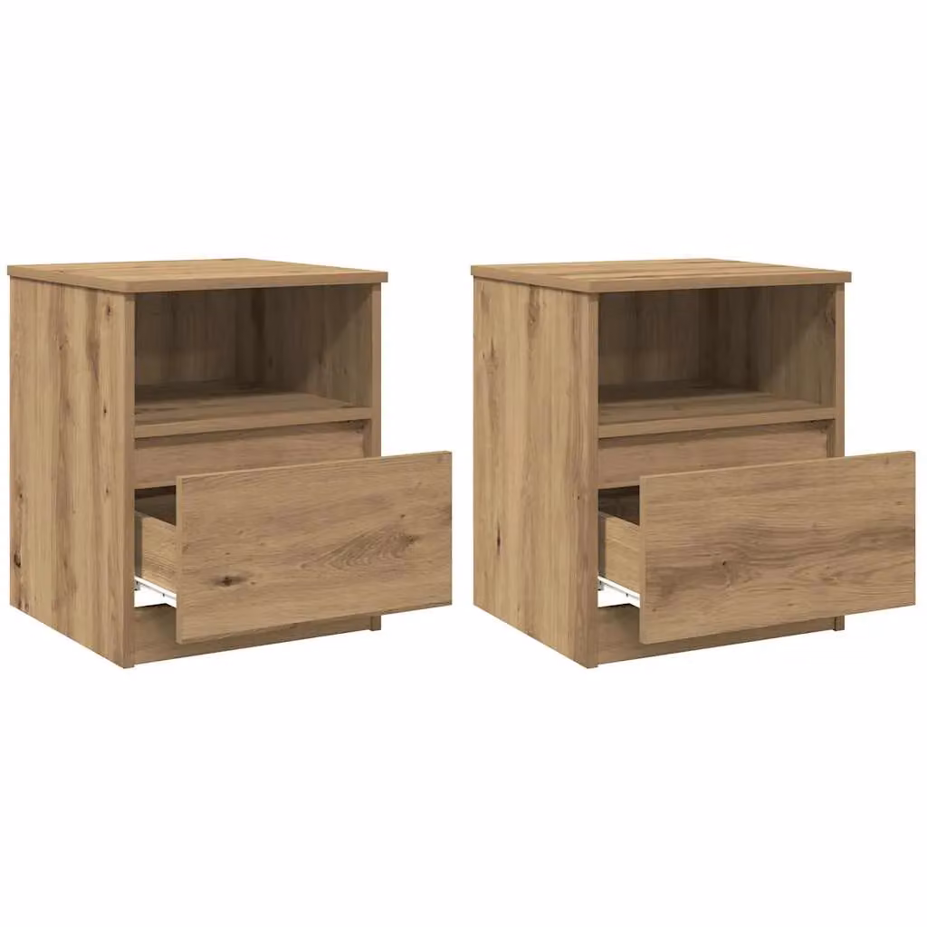 Berkfield Home Artisan Oak Bedside Cabinets, 2 Piece Set in Brown, W/D/H: 40 x 40 x 50 cm – 2