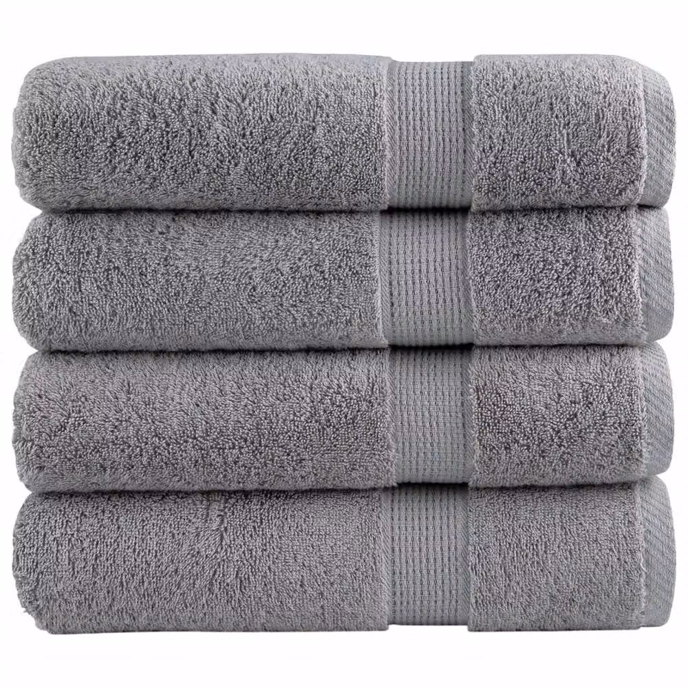 Berkfield Home SOLUND Premium Cotton Terry Bath Towels, Grey, 4 Pieces, W: 100 cm x L: 150 cm, 600gsm – 2