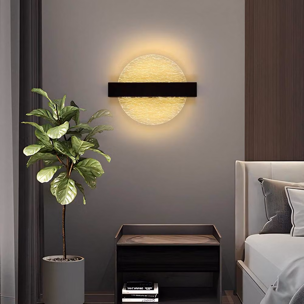 Goeco Modern Round LED Wall Light, 12W, Warm White 3000K, Black or Gold/Brass – 2