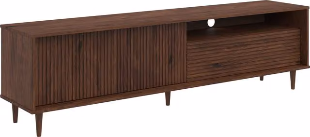Jerzy Lowboard 180 Modern Brown Waxed Wood Living Room Sideboard with 2 Doors and 1 Flap