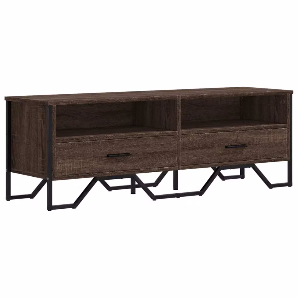 Berkfield Home Industrial TV Cabinet in Brown Oak, W/D/H: 122 x 34 x 41 cm – 2