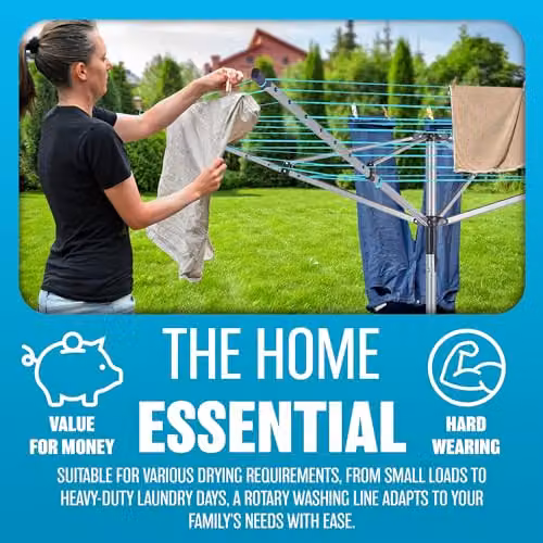 BARGAINS-GALORE 50m Rotary 4 Arm Folding Clothes Airer Garden Laundry Washing Line Dryer in Grey – 3