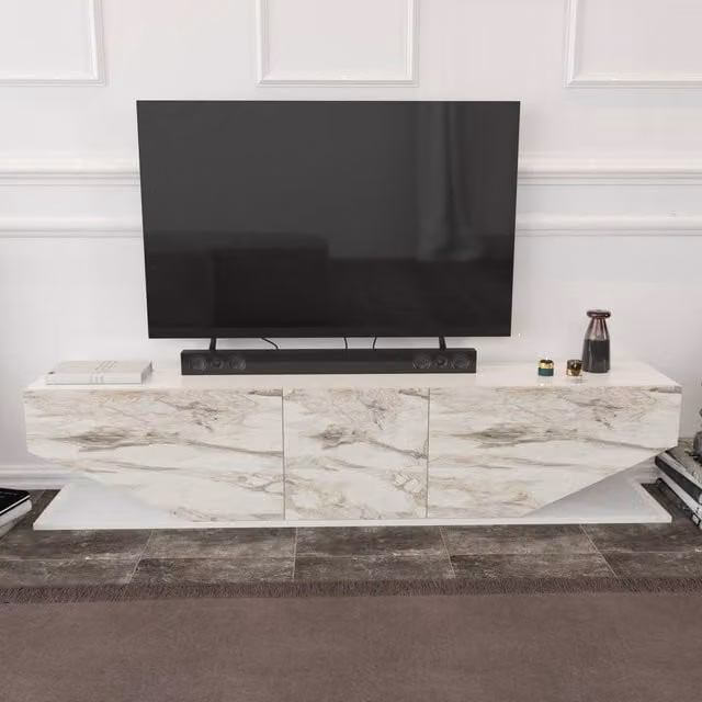 Decorotika Pearl TV Stand in White for TVs up to 180 cm