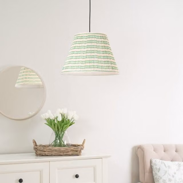Riza Tapered Fabric Pleated Easy Fit Large Lamp Shade with LED Bulb in Pink