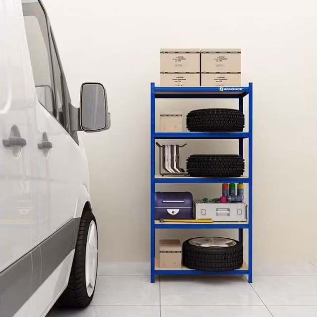 SONGMICS Industrial Storage Shelving Unit with Adjustable Shelves in Blue – 1