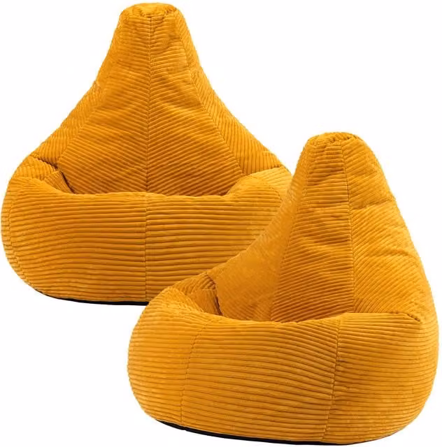 icon Dalton Cord Adult Bean Bag Chair Set of 2 in Yellow