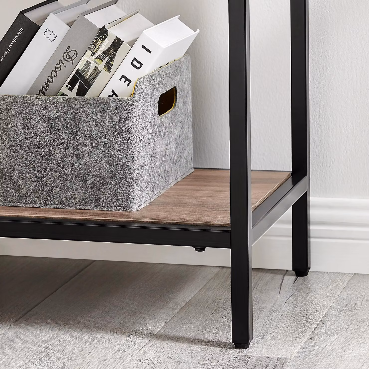 FurnitureboxUK Ashton Industrial Black Metal and Brown MDF Cube Shelf Unit with 5 Shelves – 4