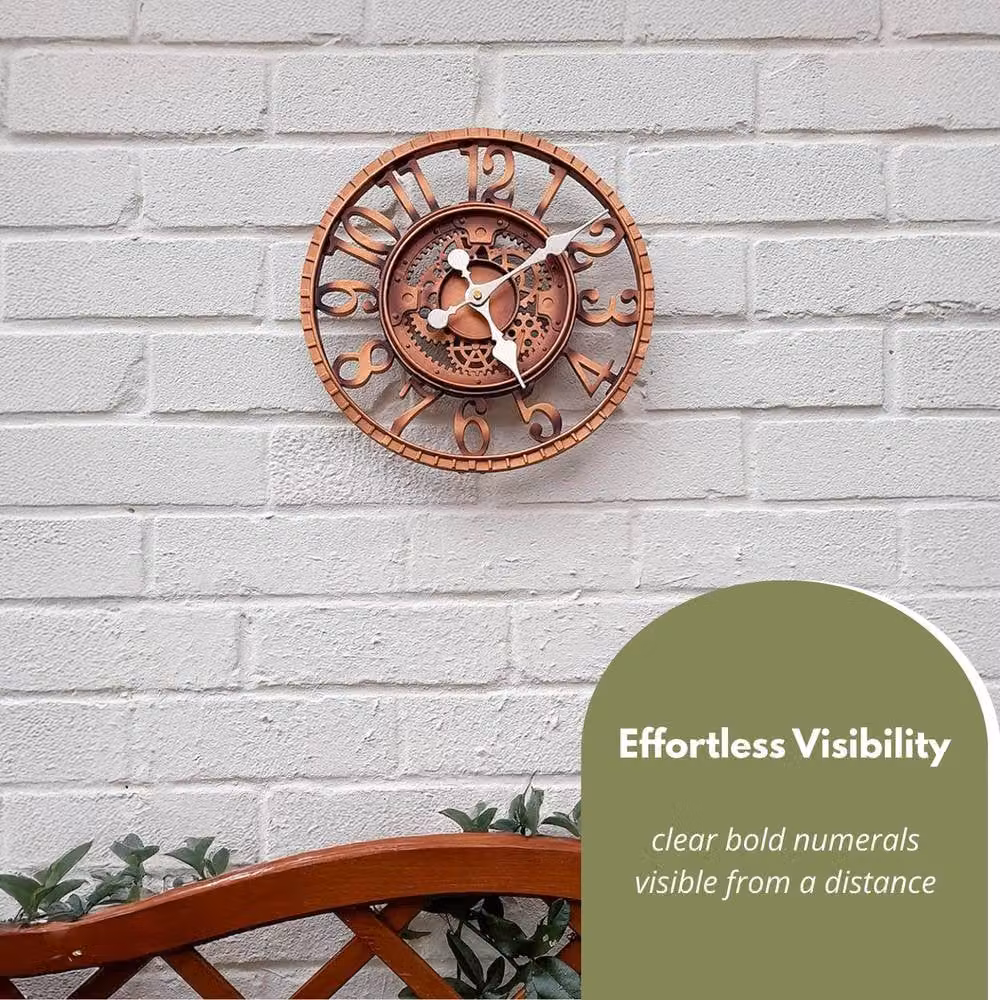 Marco Paul Bronze Skeleton Mechanical Round Wall Clock for Indoor and Outdoor Use, Diameter: 30.5 cm – 5