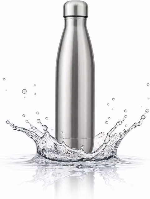 Dyzi Silver Stainless Steel Water Bottle, 500ml, Leak Proof and BPA Free – 1
