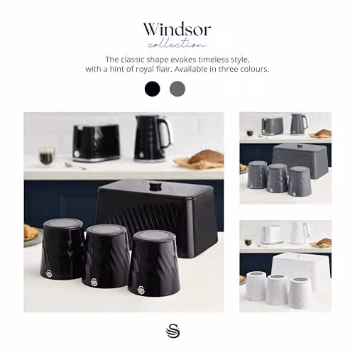 Swan Windsor 16L Metal Bread Bin in Black – 7