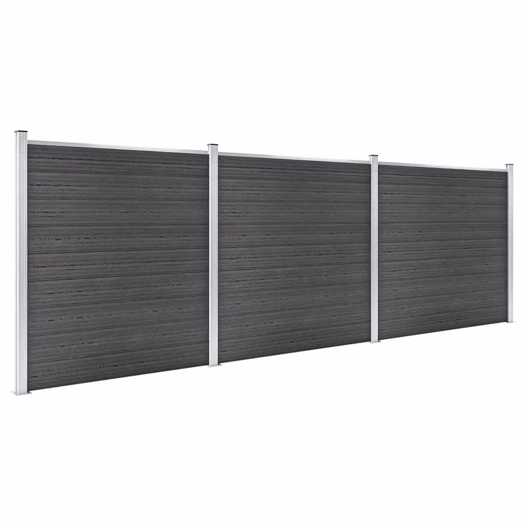 Berkfield Home WPC Fence Panel Set, Black, W: 526 cm, H: 186 cm – 2