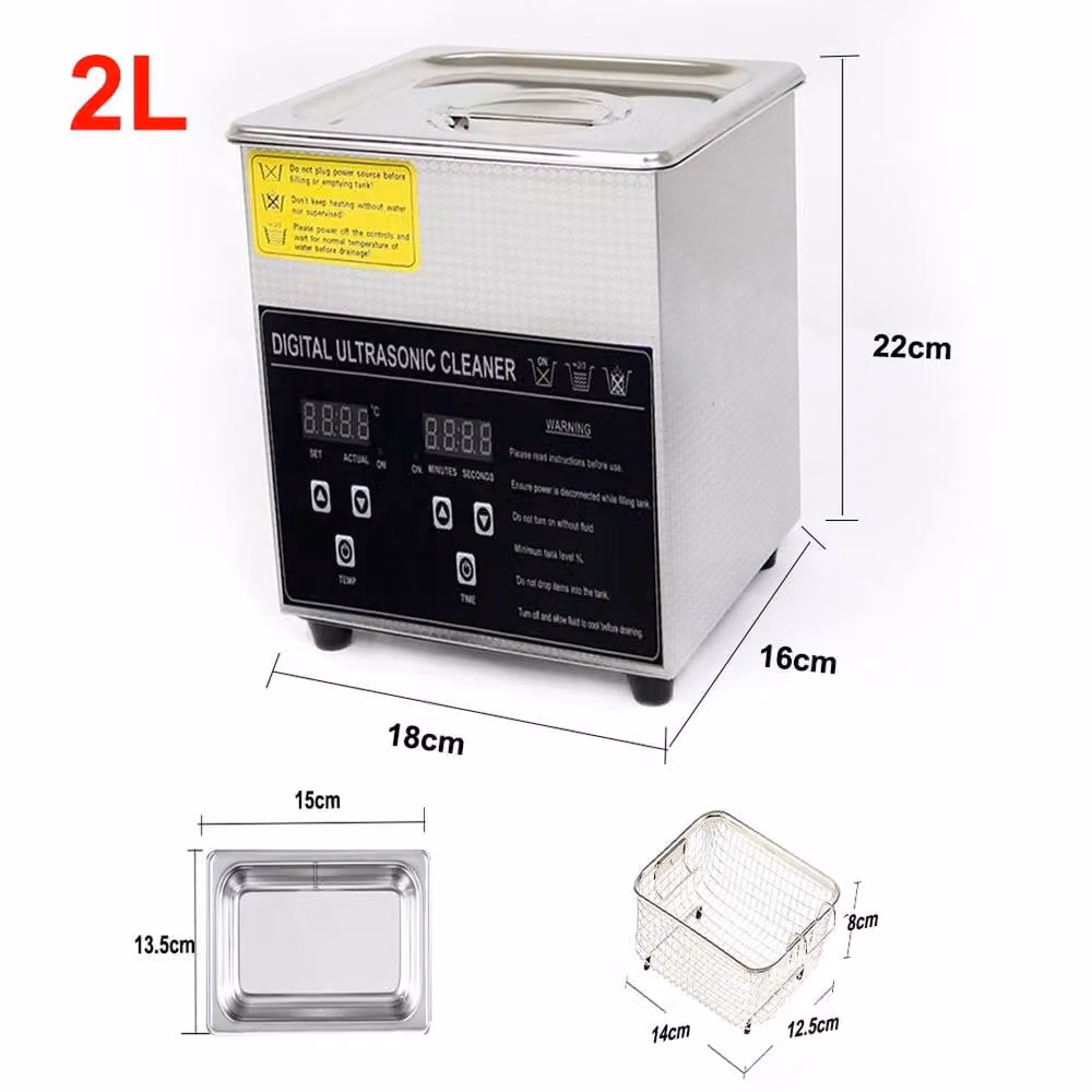 Hinsinc 2L Digital Ultrasonic Cleaner Cleaning Tank in Silver – 2