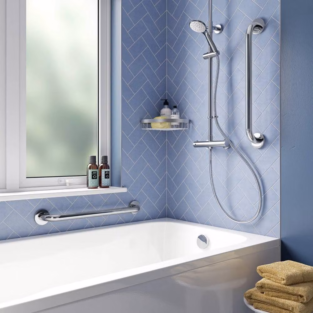 NESTLUNE Wall-Mounted Straight Bathroom Grab Rail in Silver Chrome – 2