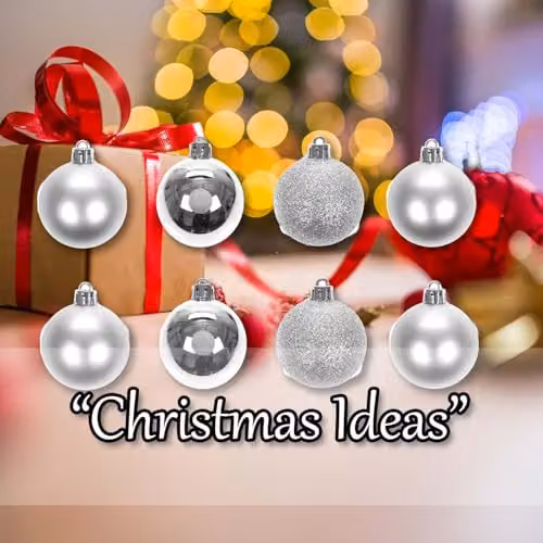 VFM e-Store Silver Christmas Bauble Hanging Tree Ornaments, Pack of 8, 5cm Diameter – 5