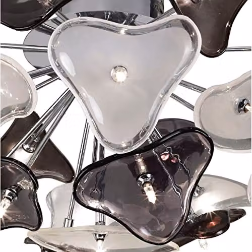 Netlighting Otto Ceiling Light in Chrome and Grey with Black Glass, G4 – 5