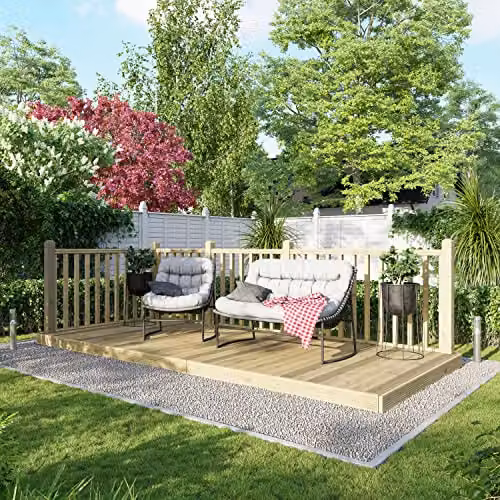 Powersheds Premium Wooden Decking Kit with Hand Rails in Brown