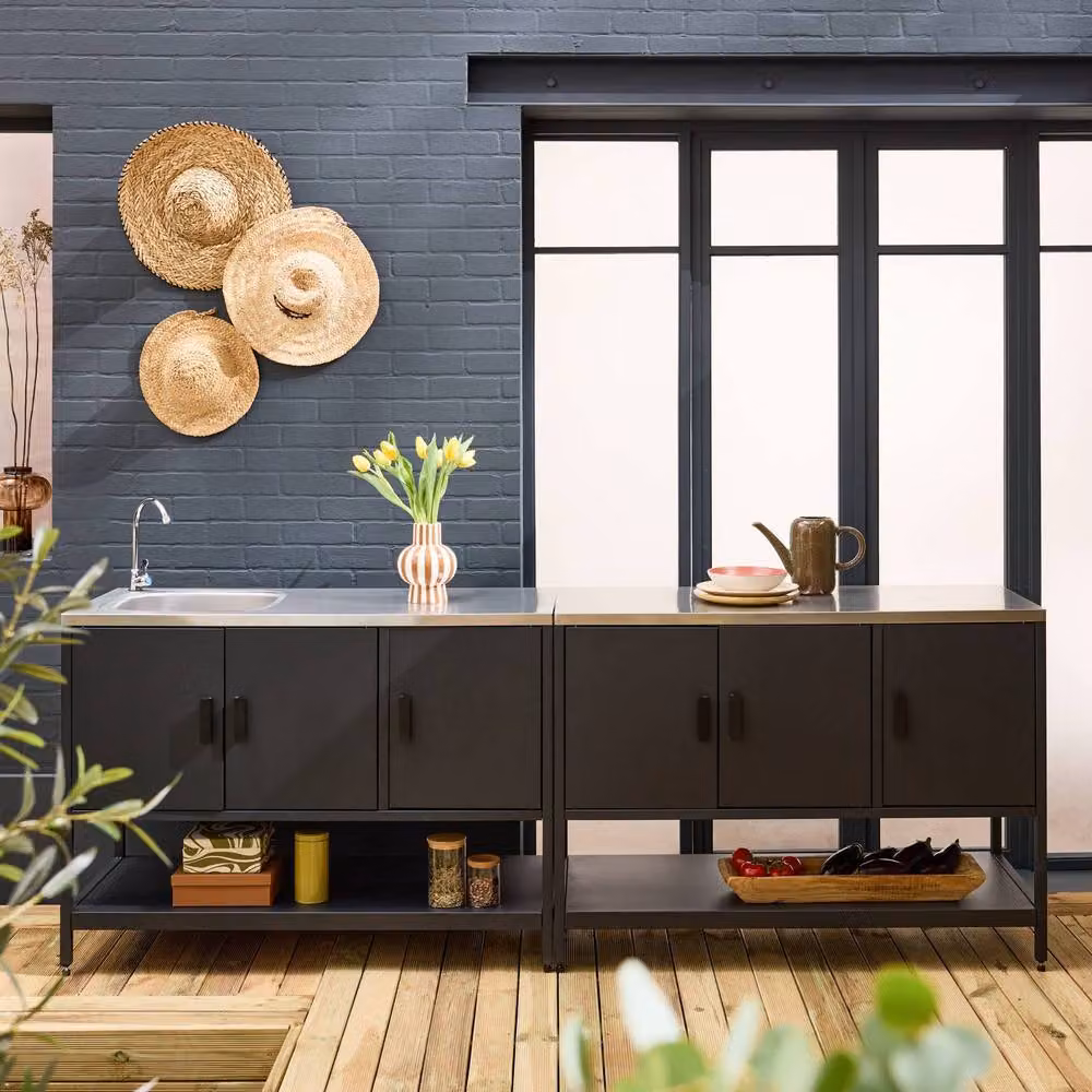 sweeek Outdoor Kitchen Stainless Steel 2 Modules in Black – 2