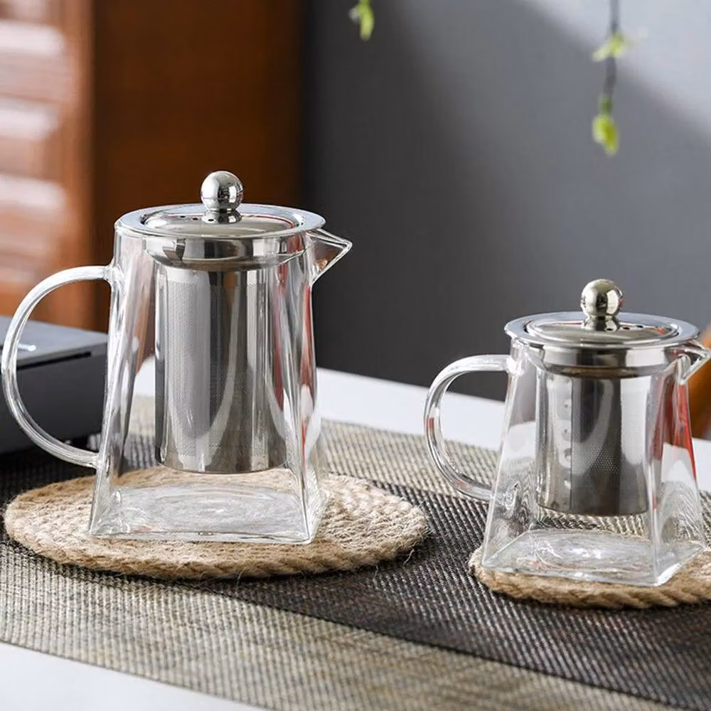 PAWNORA Heat Resistant Clear Glass Tea and Coffee Pot with Stainless Steel Infuser, 950 ml – 3