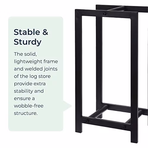 idooka Industrial Metal Log Storage Rack in Black, Height: 59 cm – 6