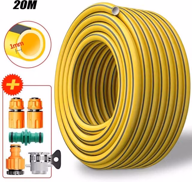 FLAVORA Heavy Duty 20m Garden Hose Pipe Reel, Yellow PVC, 1.25kg – 1