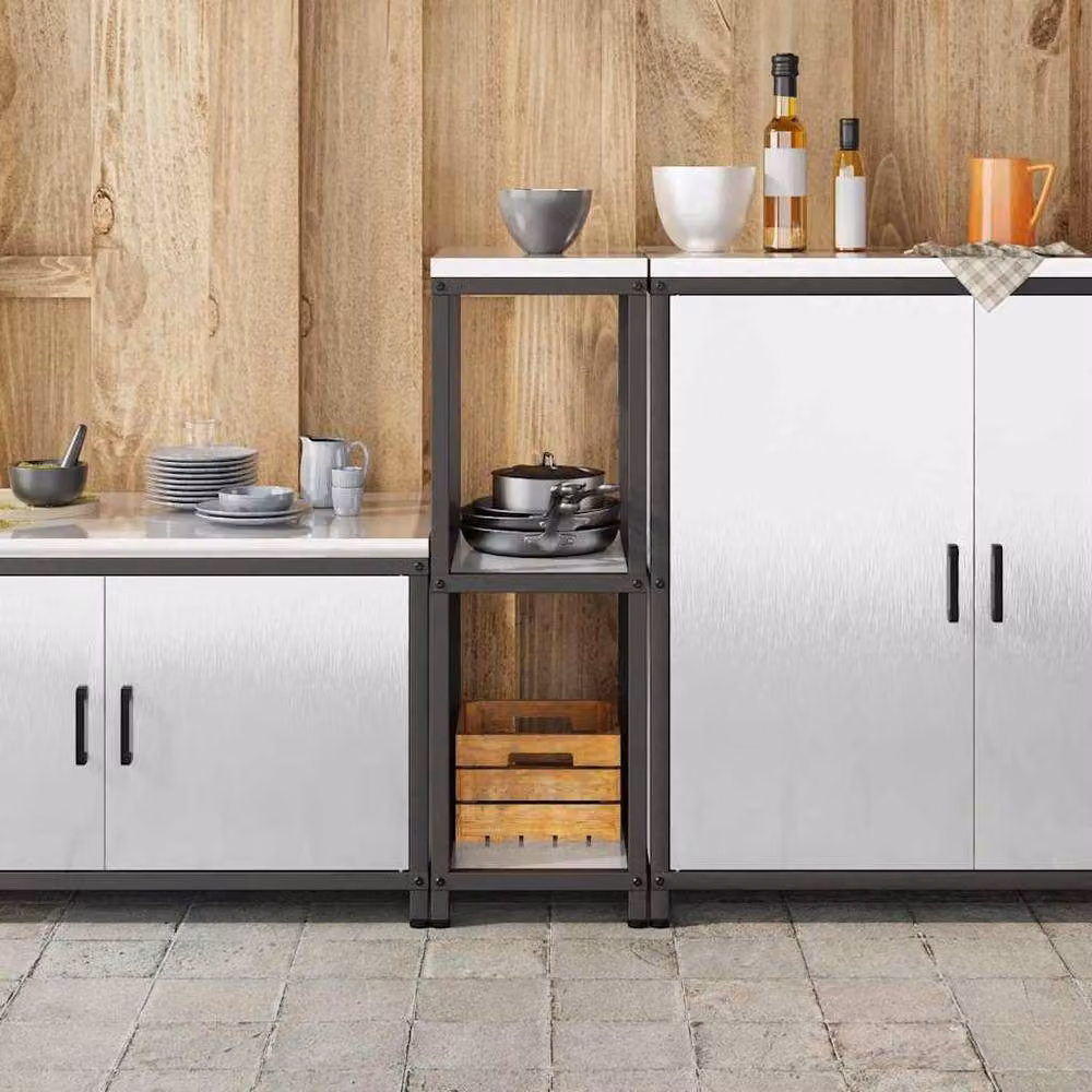 Berkfield Home Modern Kitchen Storage Shelf in Silver Stainless Steel – 3