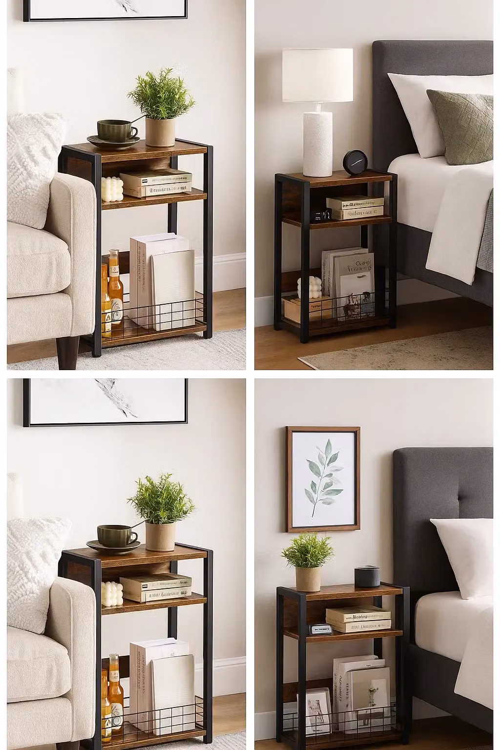 Modcraft 3 Tier Slim Side End Table in Brown and Black – 6