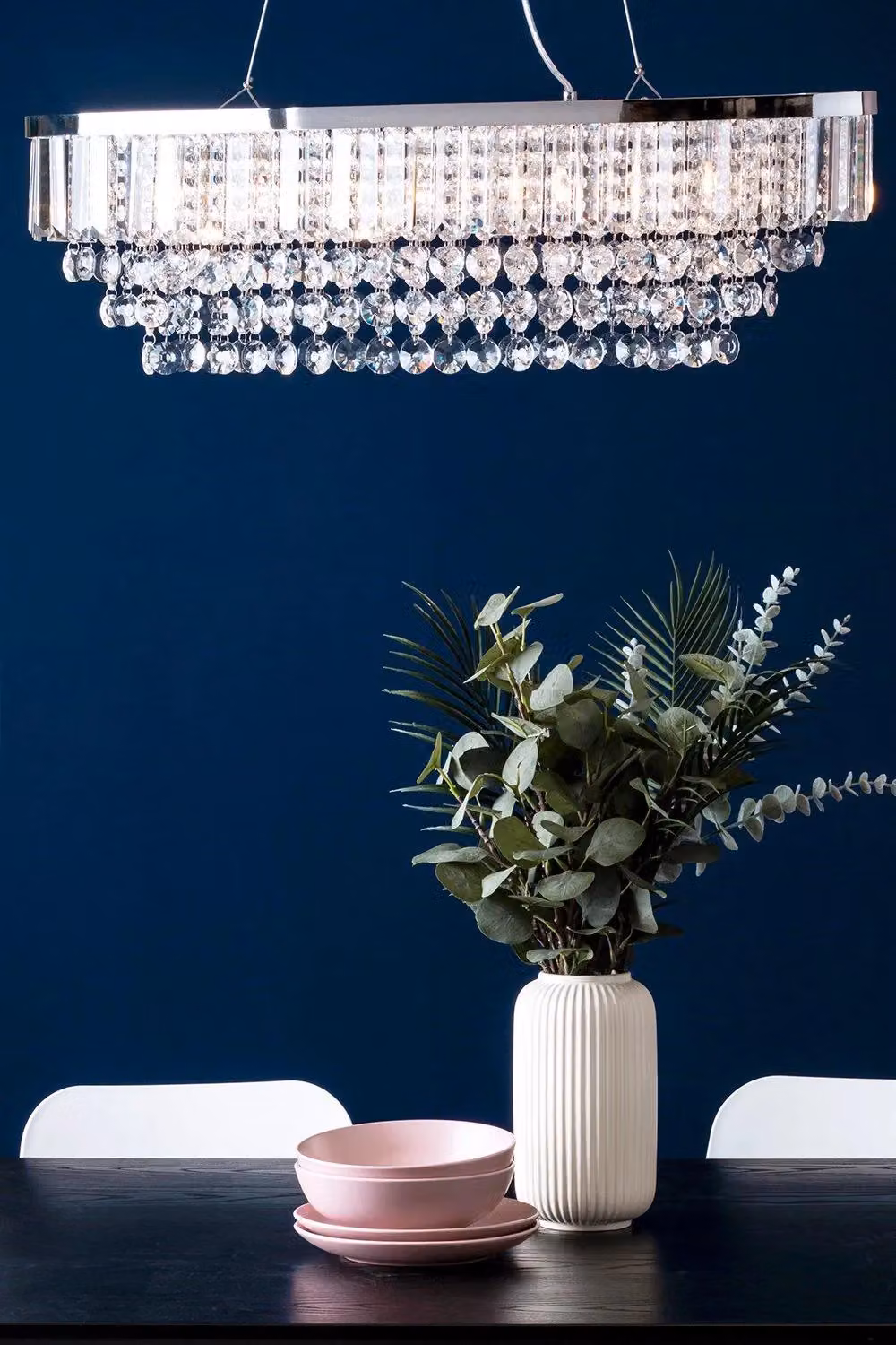 BHS Lighting Paladina Chrome and Crystal Pendant Ceiling Light in Silver – 2