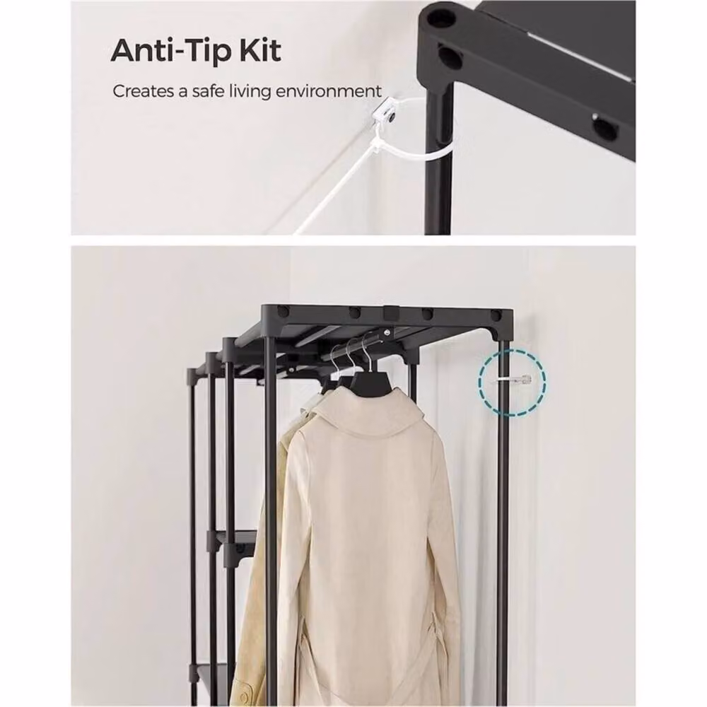 KORVIXA Industrial Open Wardrobe Clothes Rail Rack in Matt Black – 2