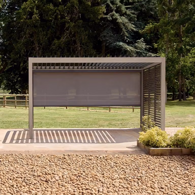Leisure Grow Savannah Pergola with Lights in Grey Aluminium, W: 400 cm, D: 300 cm