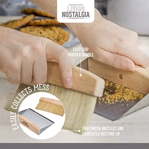 KitchenCraft Living Nostalgia Mini Dustpan and Brush Set in Grey or Brown, W/D/H: 16 x 11 x 14 cm – 2