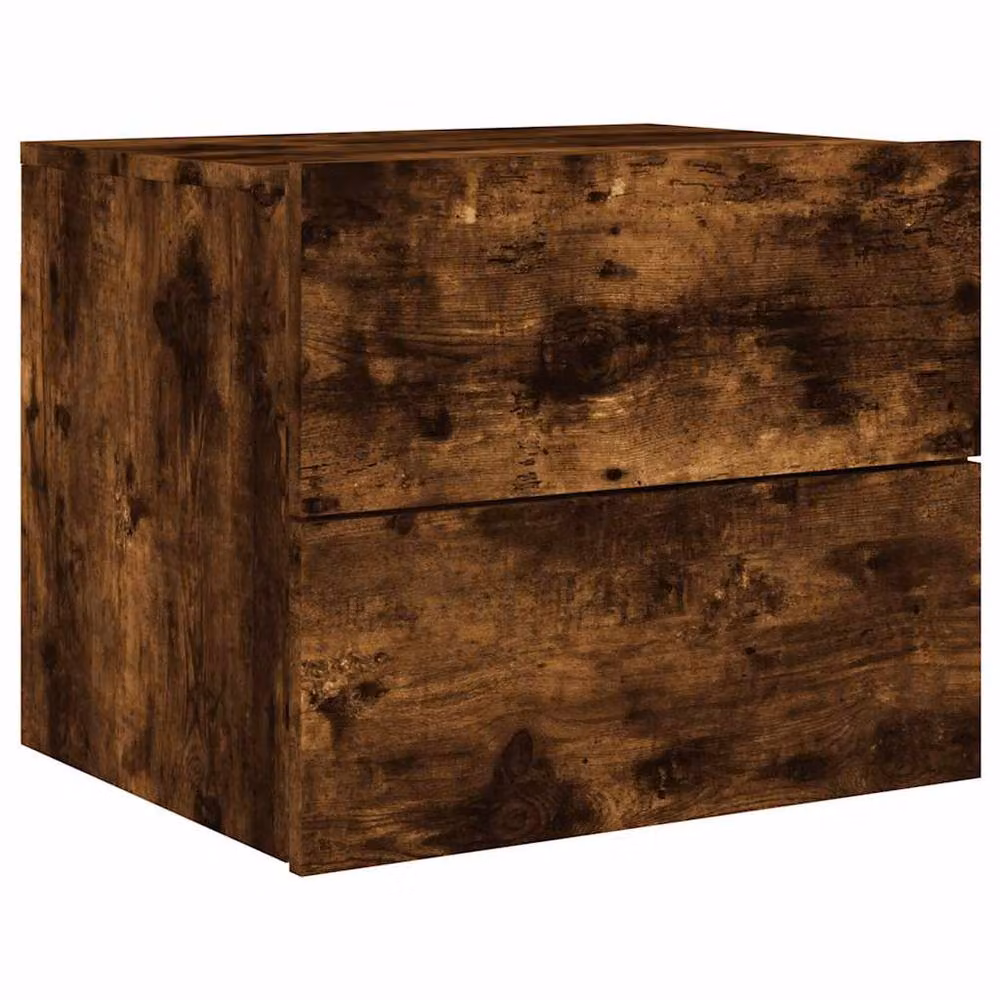 Berkfield Home Set of 2 Wall-mounted Bedside Cabinets with Integrated LED Lights in Smoked Oak Brown – 4