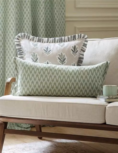 Sanderson Hutton Jacquard Floral Cushion in Green Mix