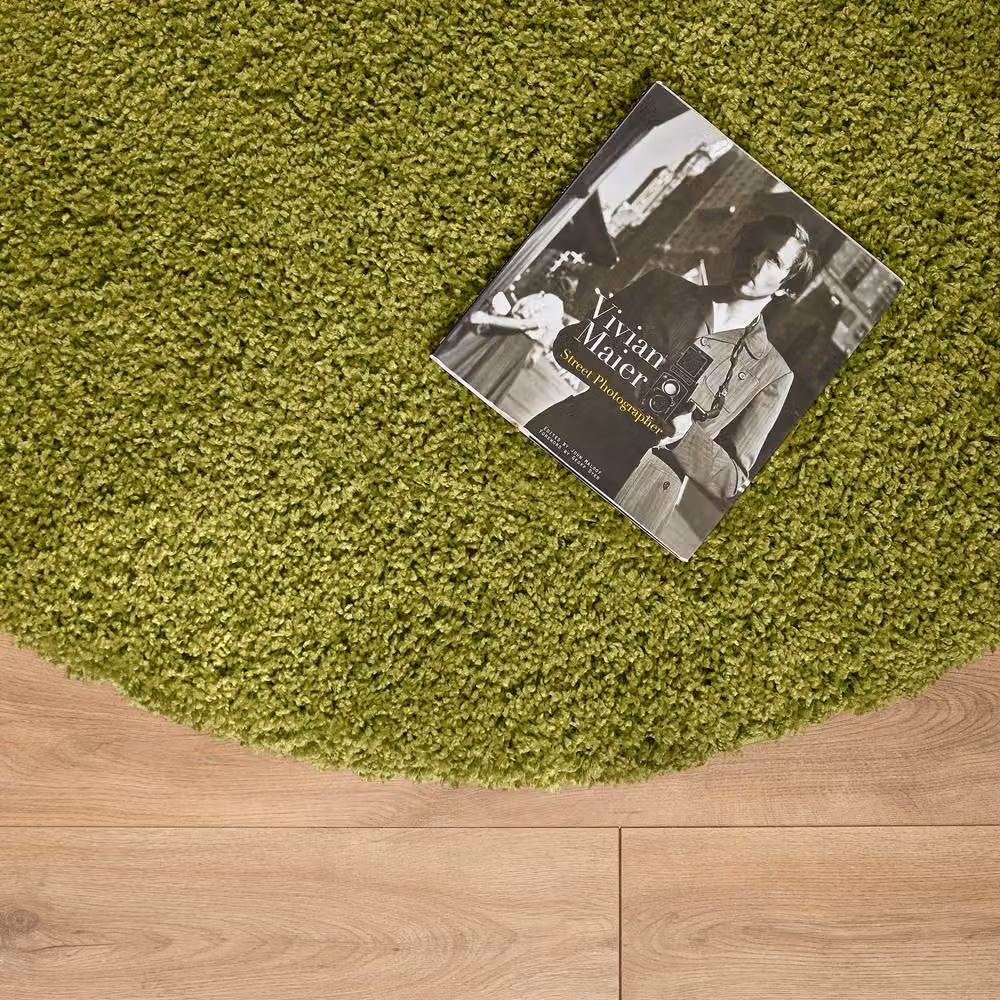 Bravich LTD California Thick Shaggy Round Rug, Green, Diameter: 150 cm – 3