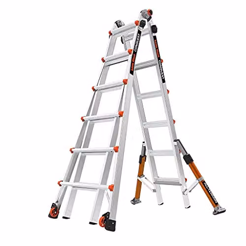 Little Giant Conquest All-Terrain Multi-purpose Ladder, 6 Treads, Silver