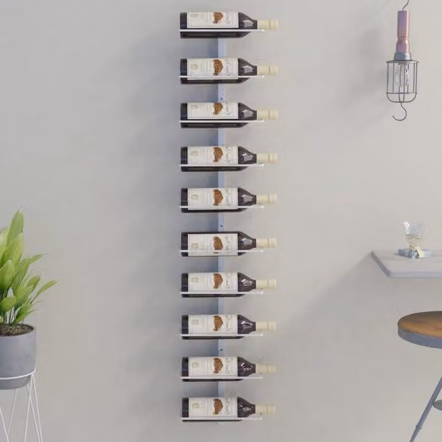 Berkfield Home Wall-mounted Metal Wine Rack in White for 10 Bottles – 1