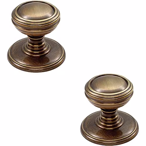 Loops 2 Pack Brushed Bronze Ringed Tiered Cupboard Door Knobs – 1