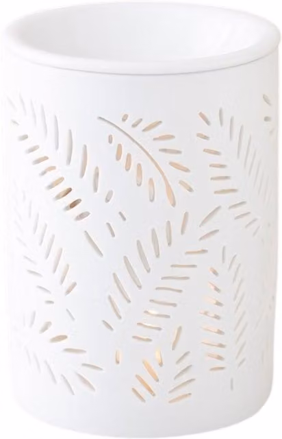 Something Different Wholesale White Ceramic Leafy Fern Cut Out Oil Burner and Wax Warmer