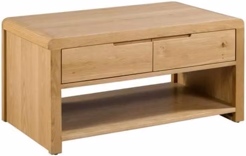 Julian Bowen Curve Oak 1 Drawer Coffee Table in Brown