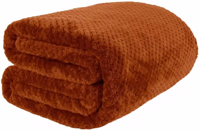 OHS Orange Fleece Blanket, Soft Fluffy Faux Fur Throw, W/D/H: 200 x 240 cm – 7